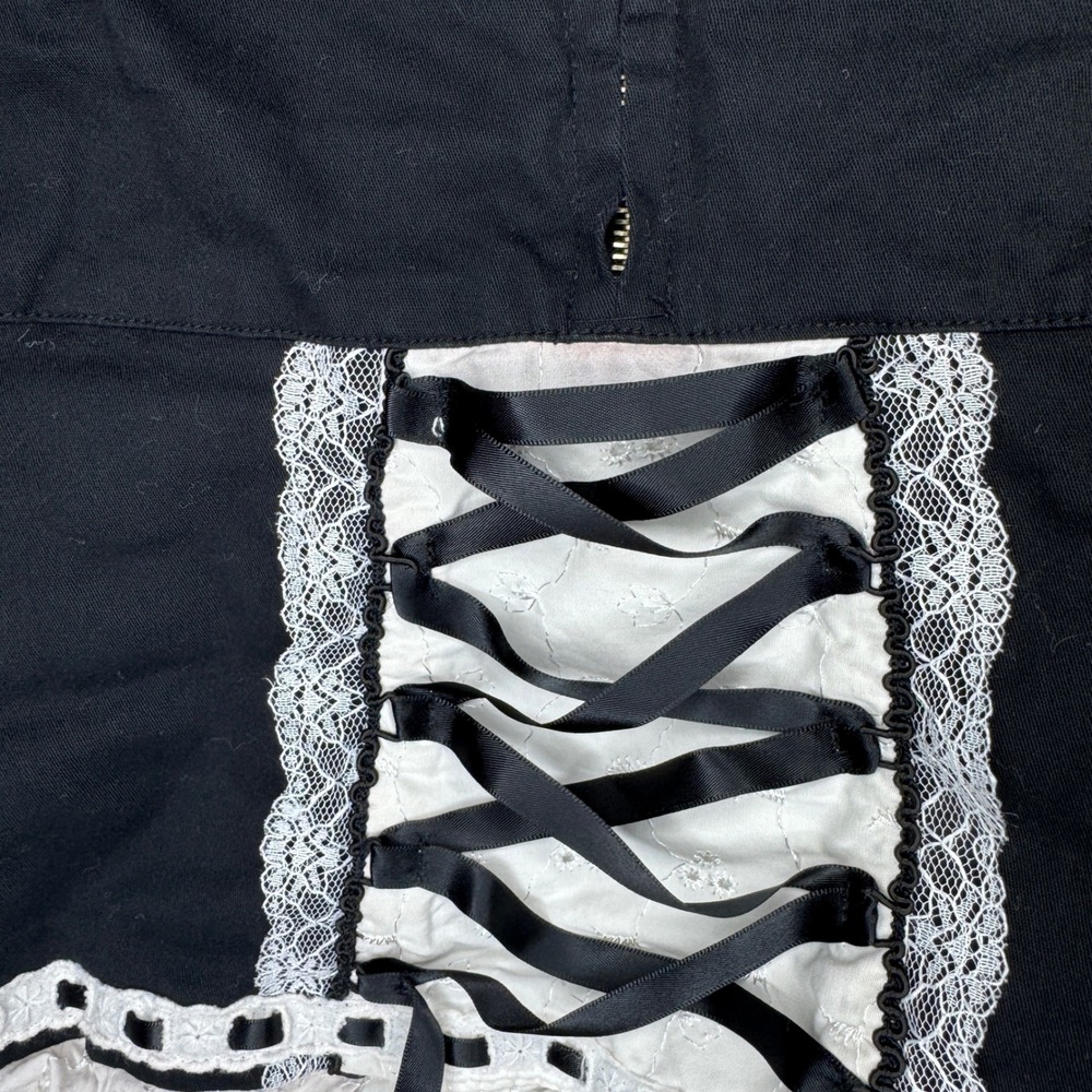 Tripp NYC Black Lace Up Back Maid Ruffle Mini Skirt XXL Goth - Picture 6 of 8